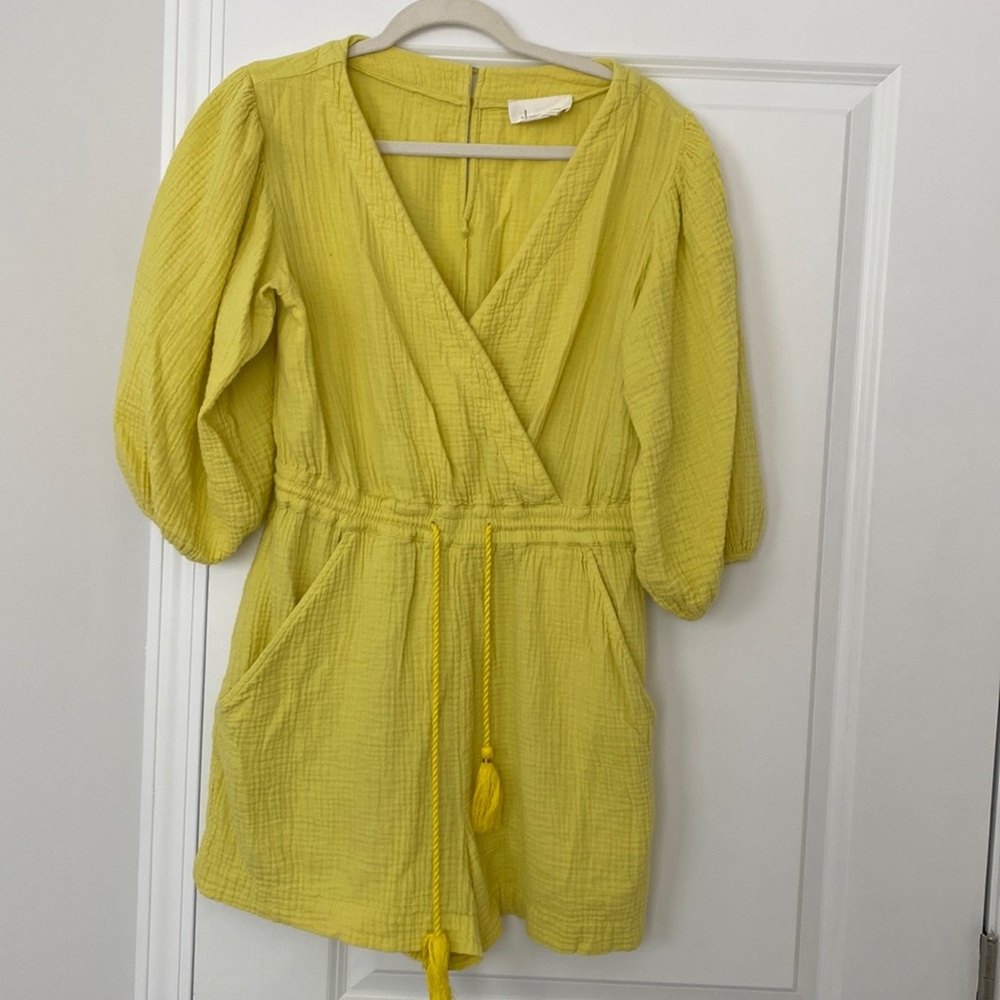 Chartreuse Anthropologie Romper 100% cotton